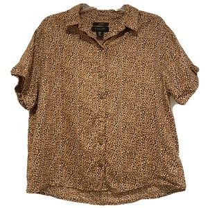Tahari Brown Button Down Shirt